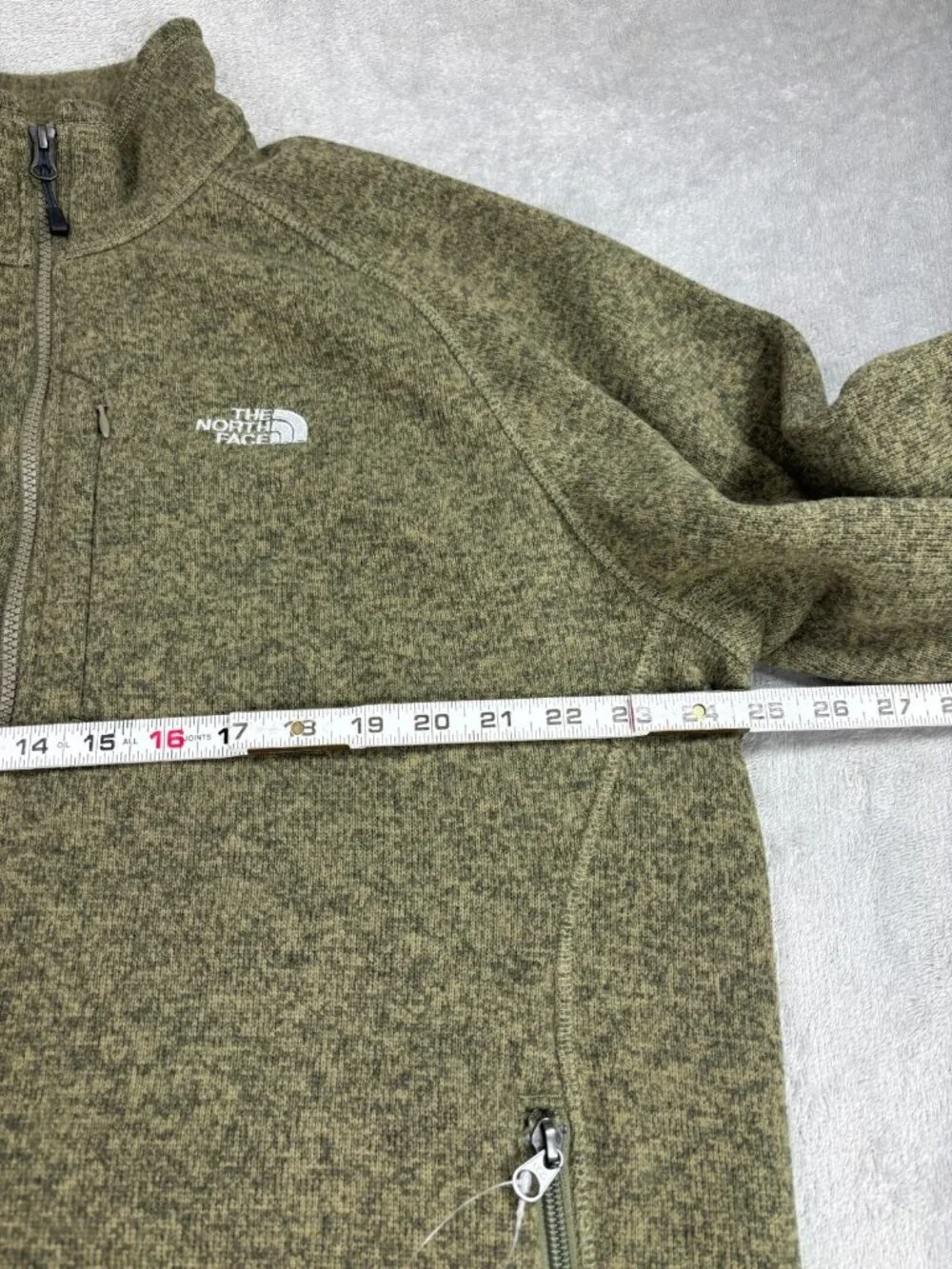 The North Face Krestwood Sweater Mens XL Green Knit Mock Neck Full Zip Outdoor